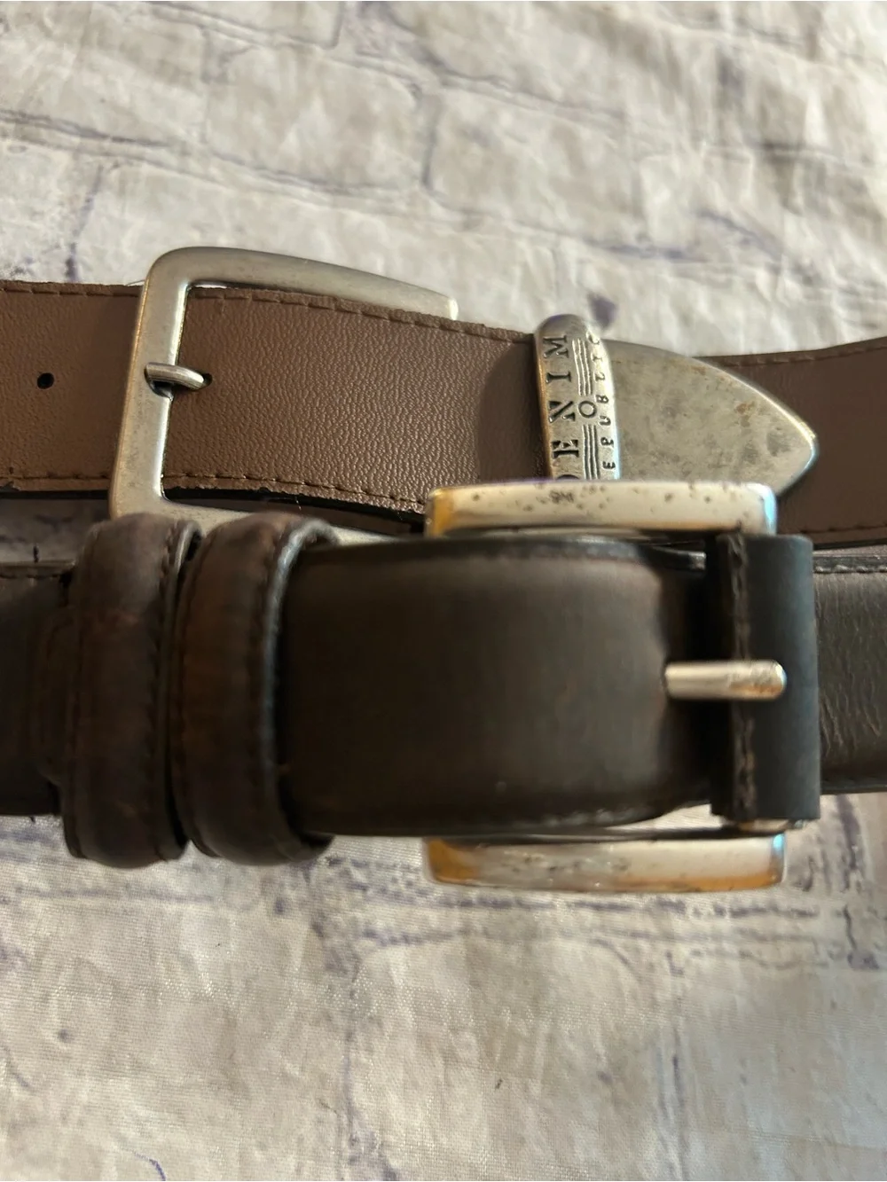 DENIM REPUBLIC BROWN VEGAN AND GENUINE CHOCOLATE BROWN LEATHER BELTS